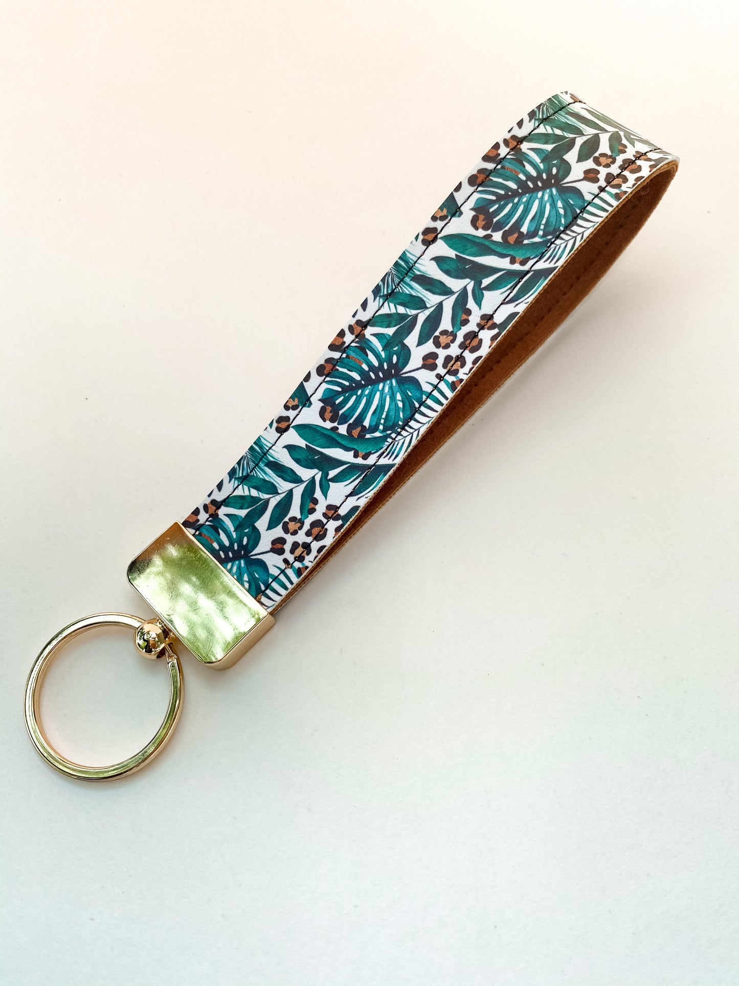 Wild Spots Faux Leather Wristlet Keychain