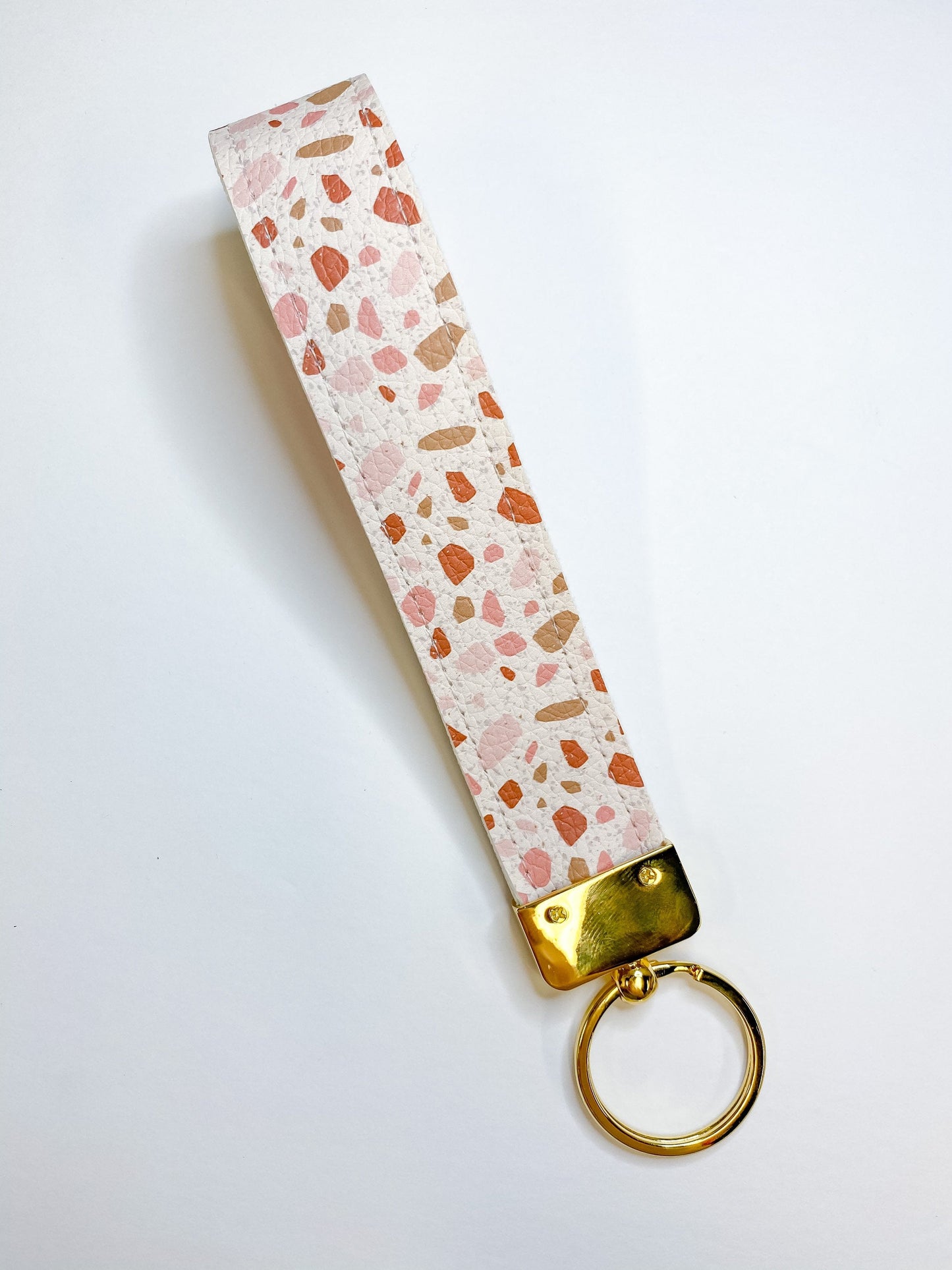 Terrazzo Faux Leather Wristlet Keychain