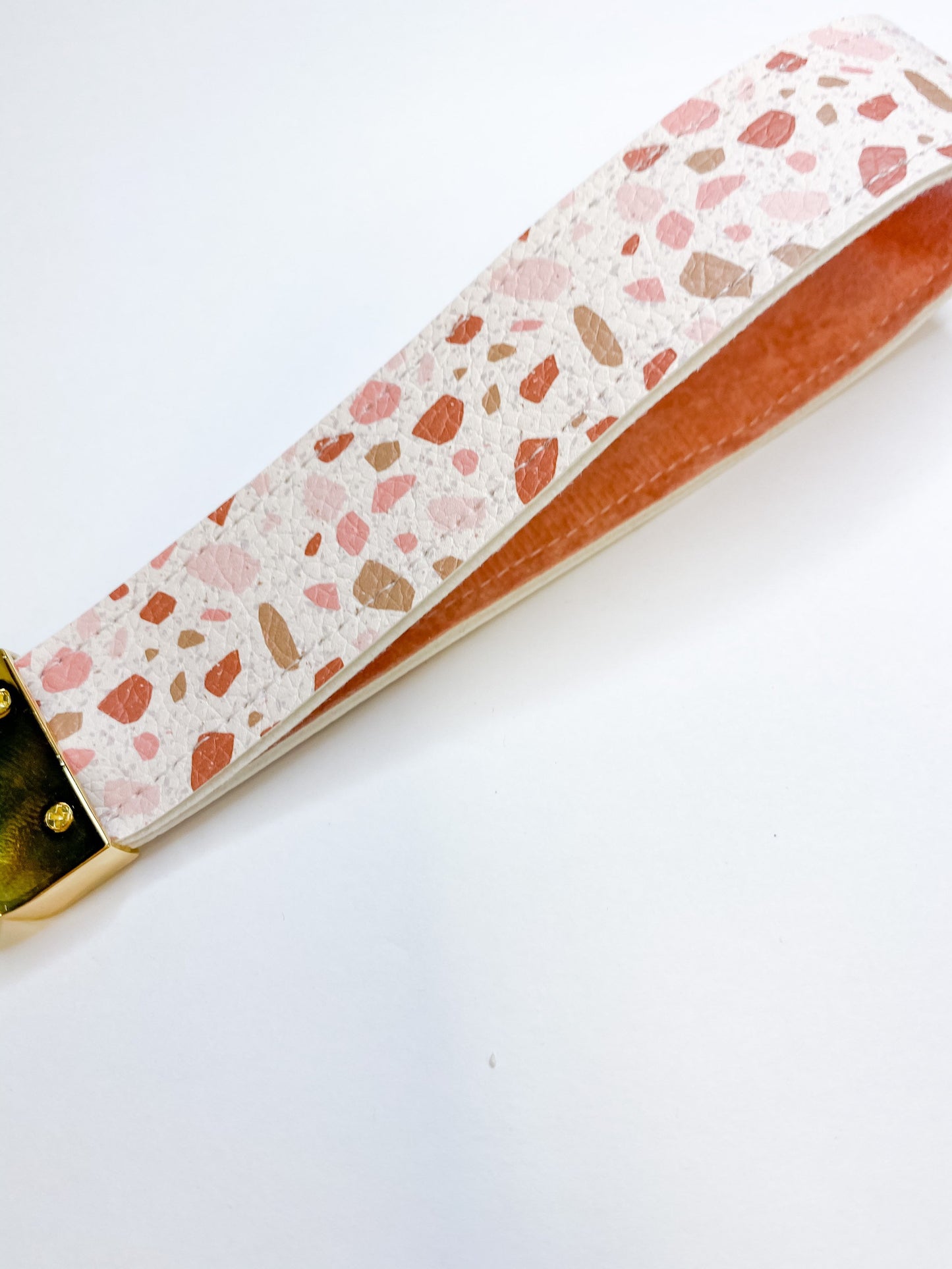 Terrazzo Faux Leather Wristlet Keychain