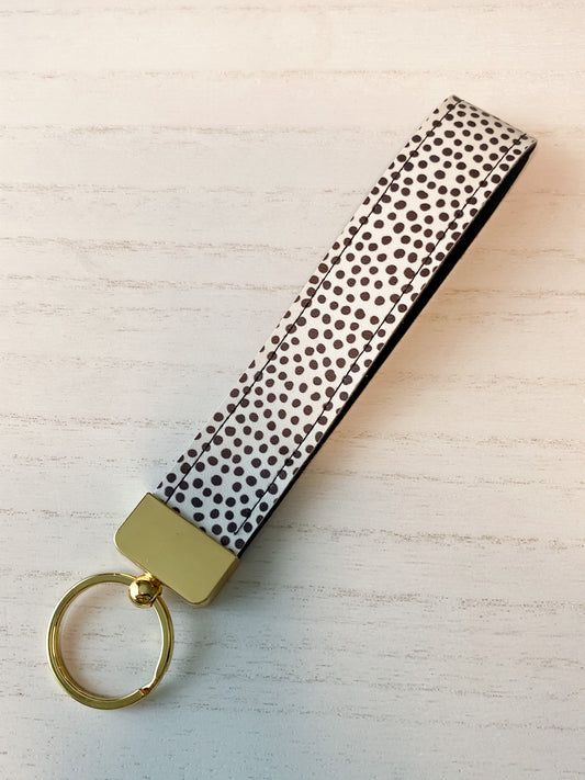 Spotted- Faux Leather Wristlet Keychain